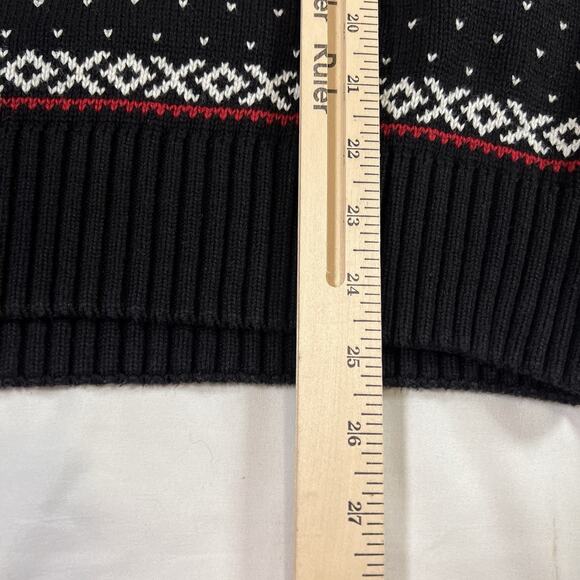 Dockers Christmas Sweater Mens Size M Black Fair Isle Reindeer Knit Pullover VTG - Picture 5 of 12